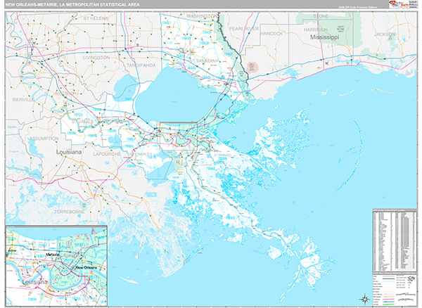 New Orleans-Metairie, LA Metro Area Wall Map